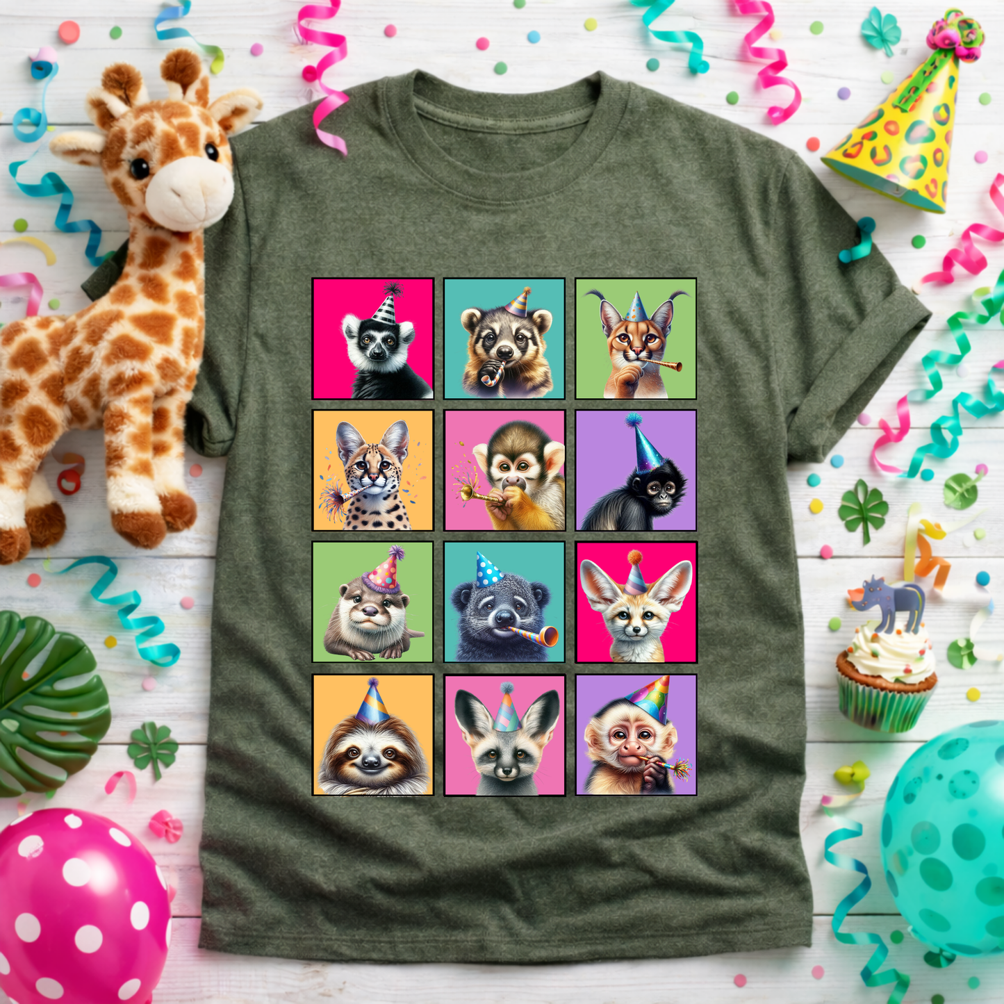 Party Animal Shirt with Exotic Animals