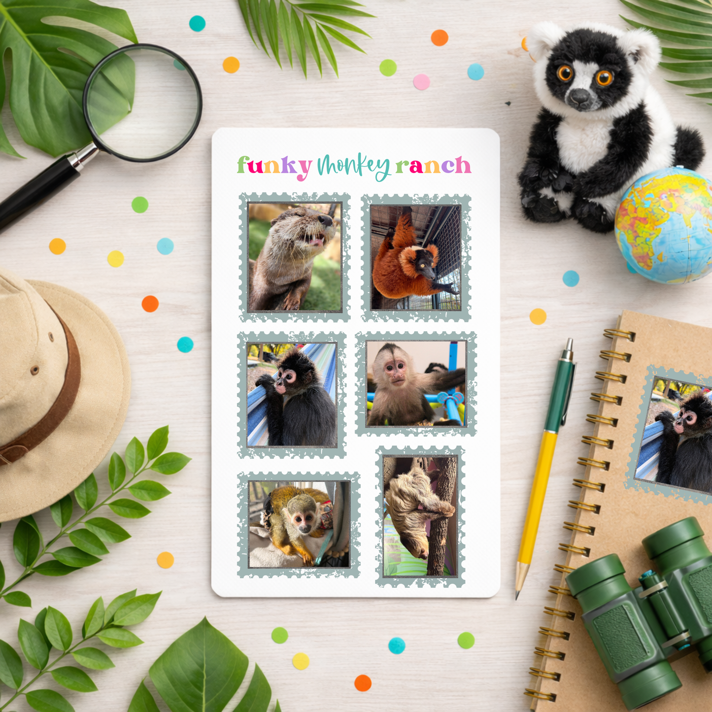 Vintage Stamp Stickers featuring Exotic Animals