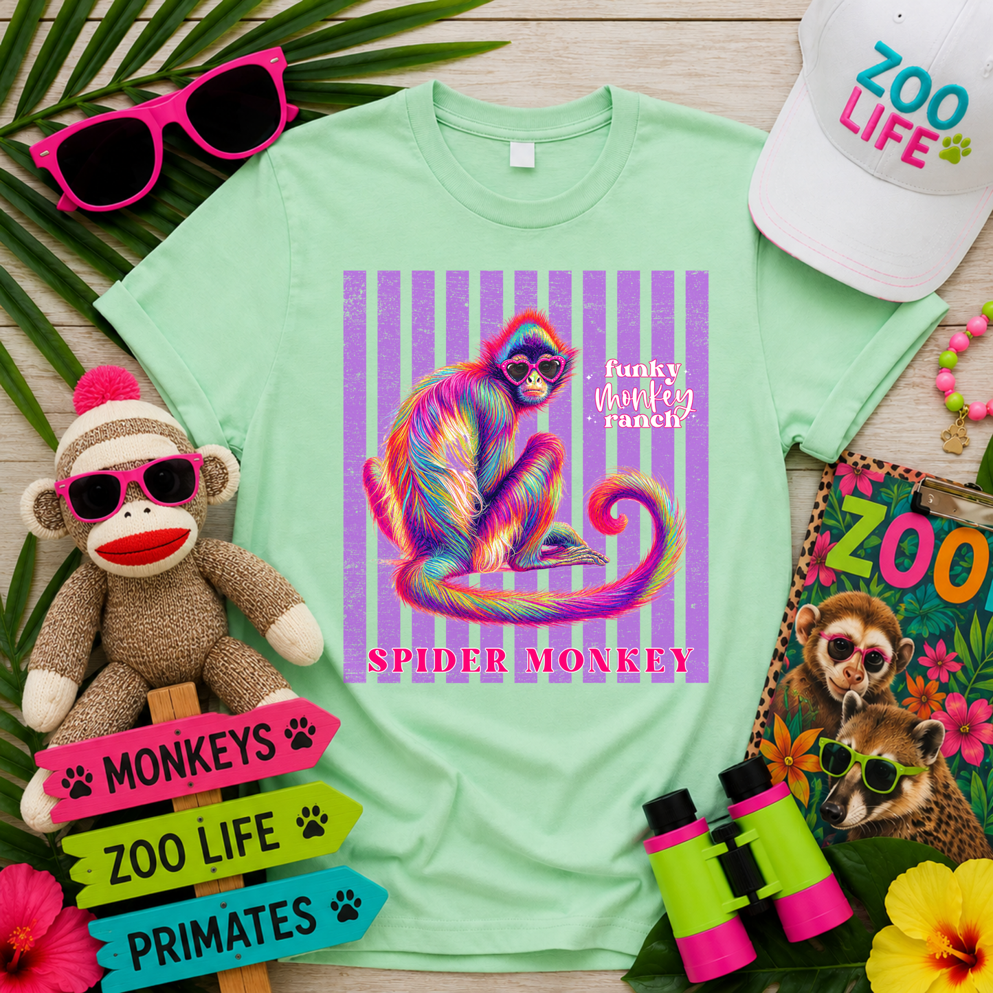 Bright Summer Spider Monkey Shirt