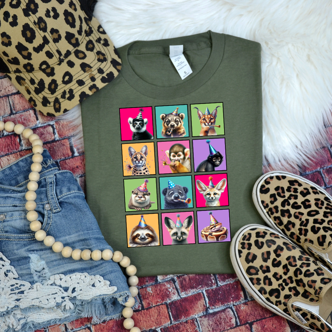 Party Animal Shirt with Exotic Animals