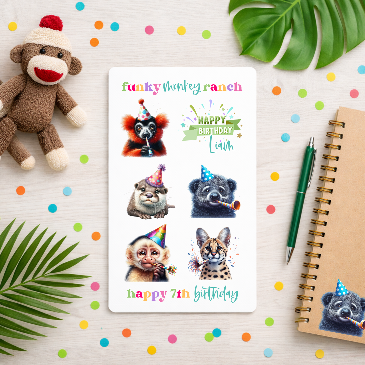 Personalized Birthday Stickers featuring Exotic Animals