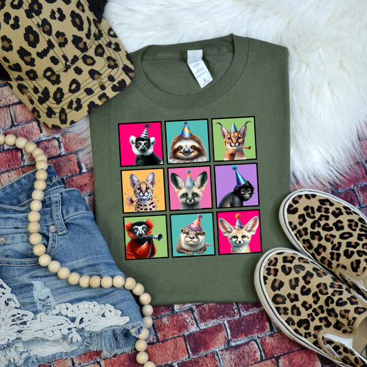 Party Animal Shirt with Exotic Animals